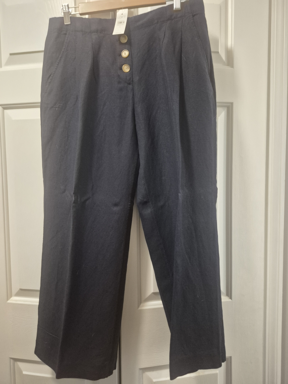 LOFT NWT Navy High-Rise Wide Leg Crop Pants